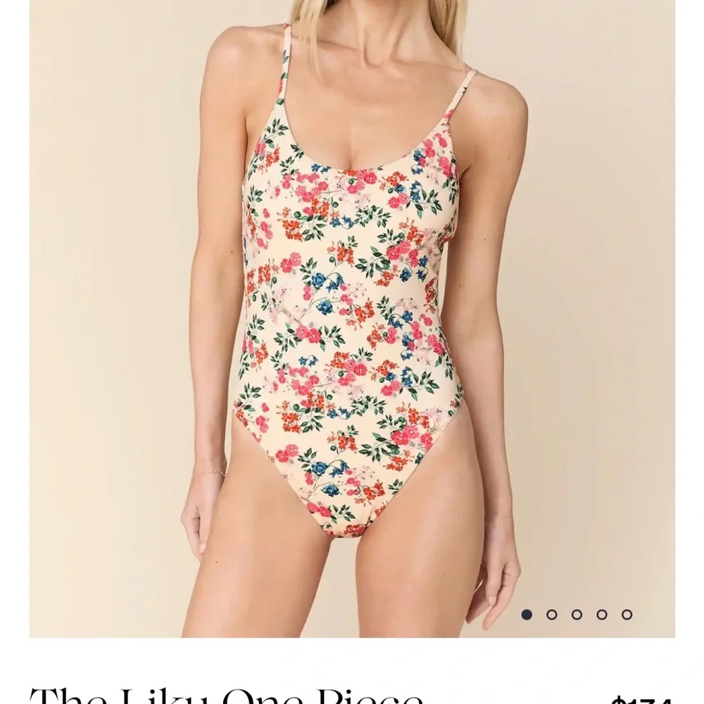 Andie Swim Floral One-Piece Swimsuit in Cream with Pink & Green Print